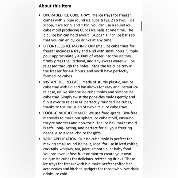 Circle Ice Cube Tray, Round Ice Cube Trays for Freezer with Lid and Bin - Picture 9 of 9